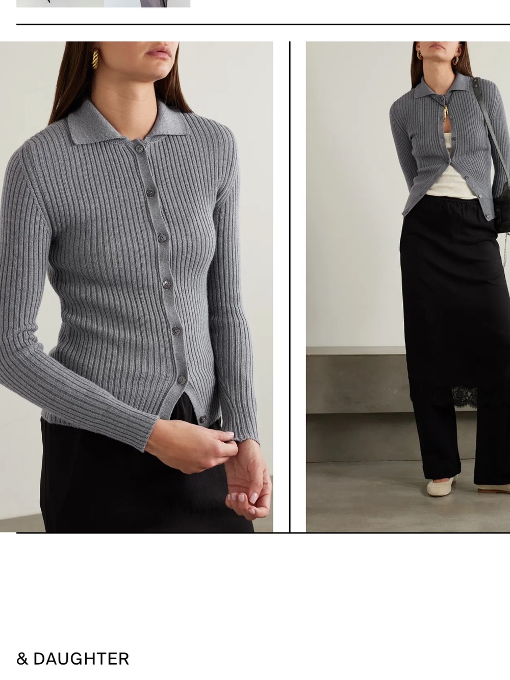 &DAUGHTER Ena Ribbed Knit Wool Cardigan